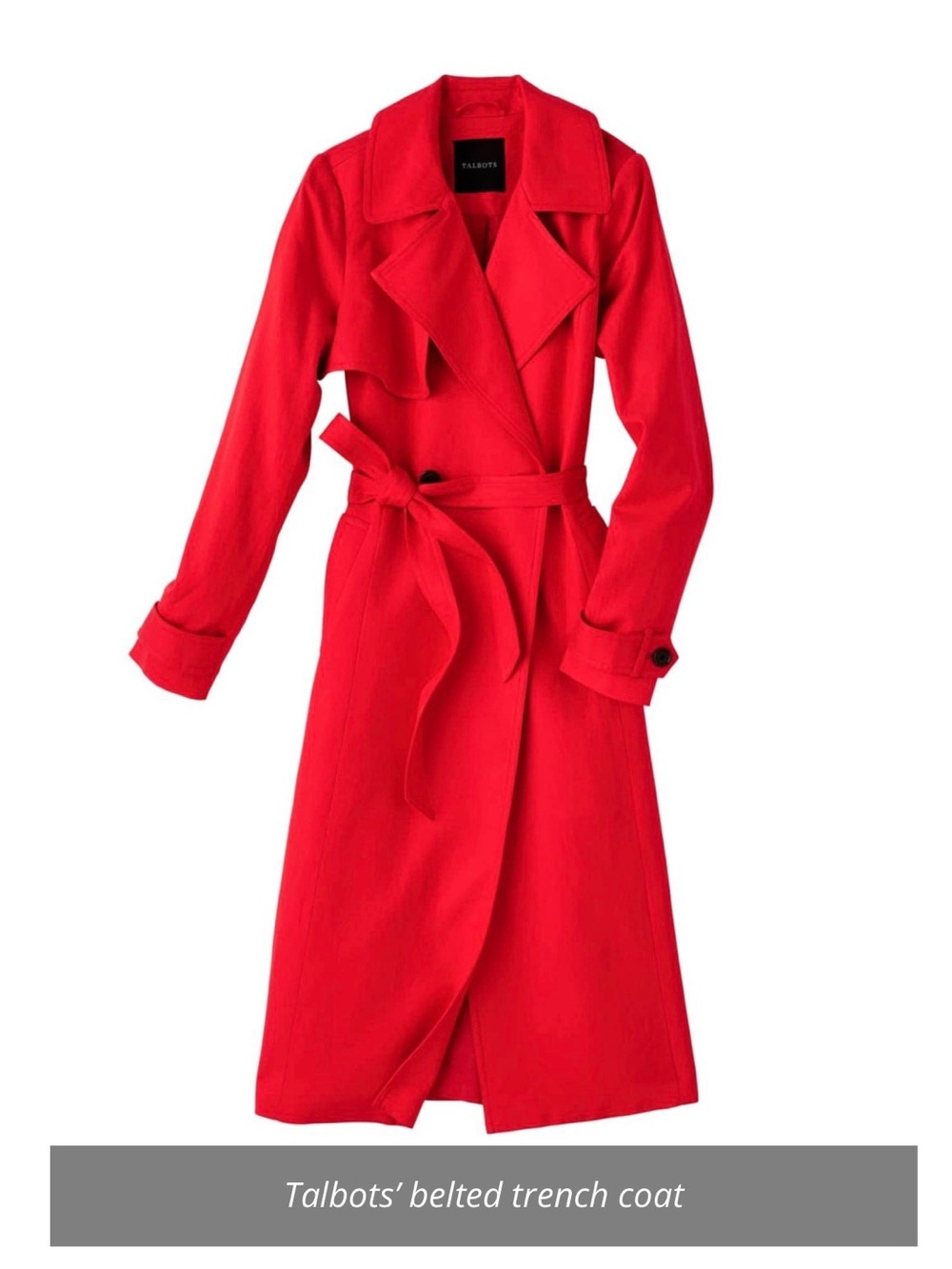 Talbots Bright Red Belted Trench Coat